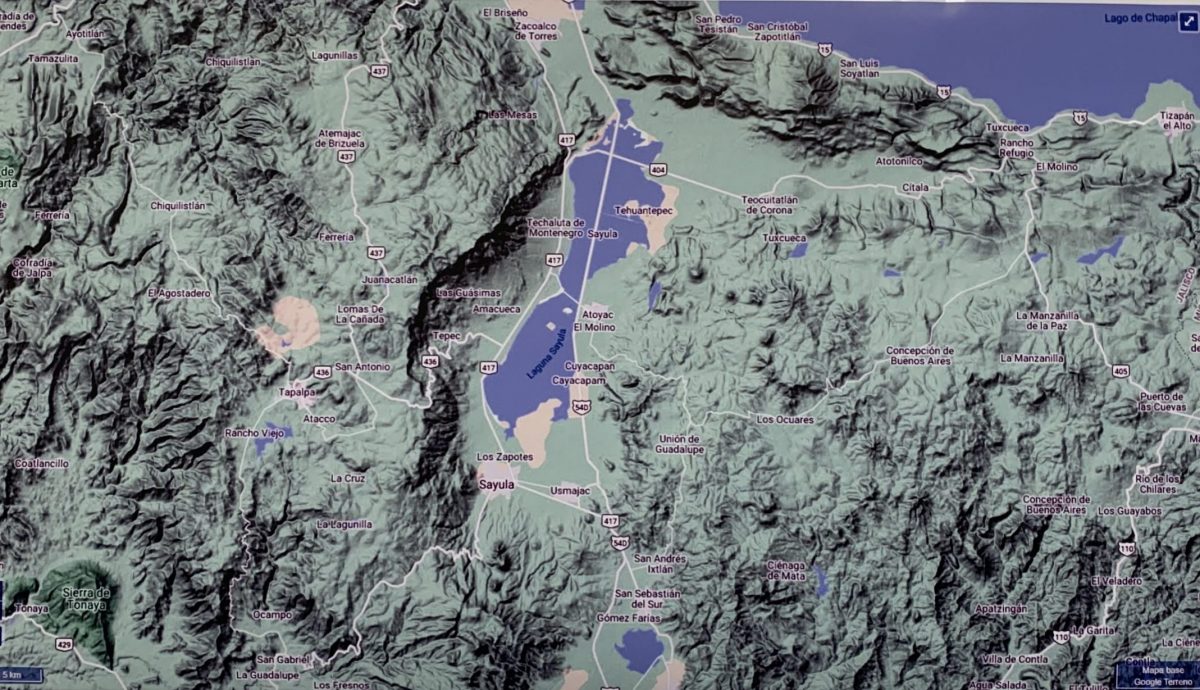 Mapa de la Laguna de Sayula, donde se han encontrado vestigios prehispanicos.