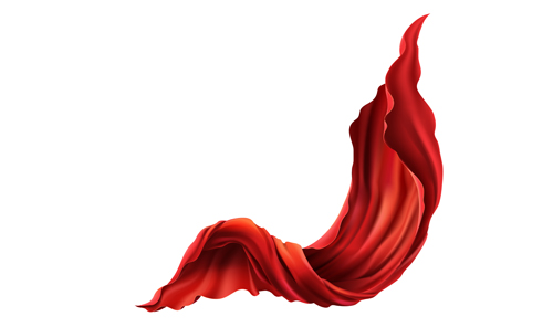 Vector 3d realistic flying, flowing red fabric