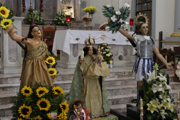 Imágenes de San Sebastián, al interior del templo de Tuxpan. Fotografía: Iván Serrano Jauregui